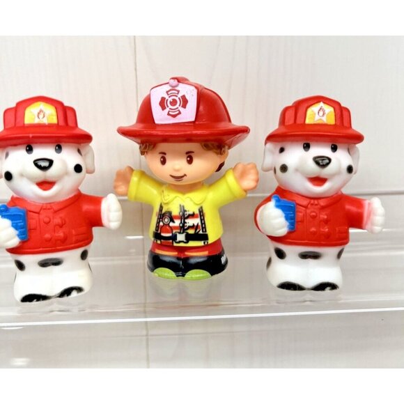 Fisher Price Little People Firefighter Firewoman Dog Dalmatian lot of 3 Mattel - Picture 1 of 11